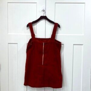 Mini corduroy jumper dress, slightly used, size L, rust color